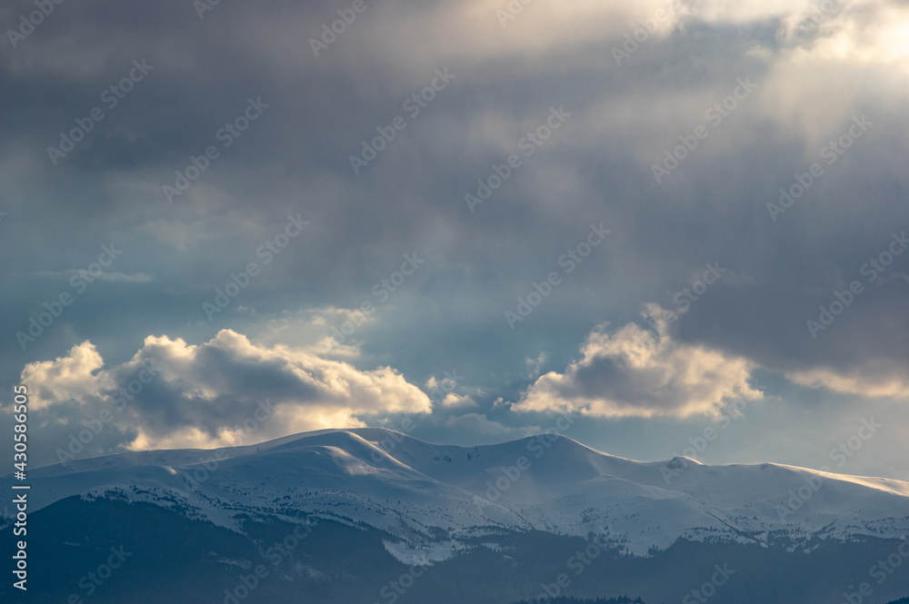 Winter in the mountains - small Ukrainian village in the Carpathians