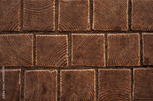 Tile brown bricks texture background close up