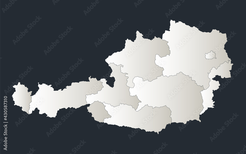 Obraz premium Austria map, Infographics flat design colors snow white, individual regions blank