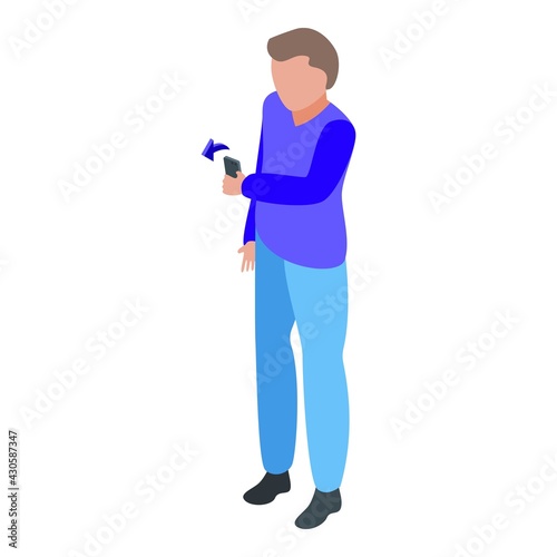 Boy phone repost icon. Isometric of Boy phone repost vector icon for web design isolated on white background