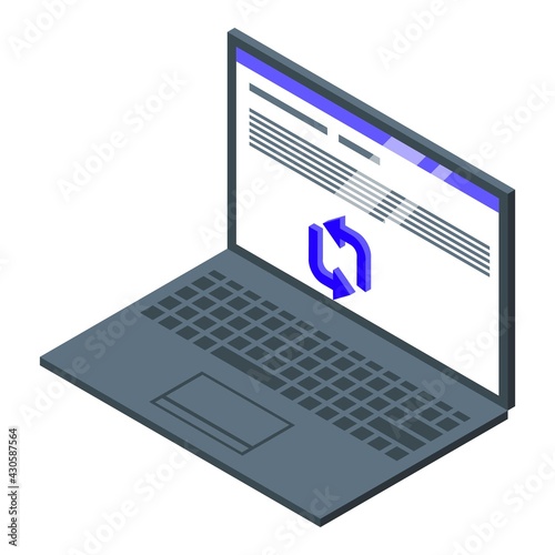 Laptop repost icon. Isometric of Laptop repost vector icon for web design isolated on white background