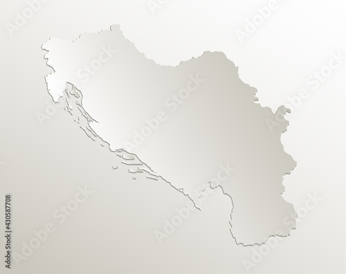 Yugoslavia map card paper 3D natural blank