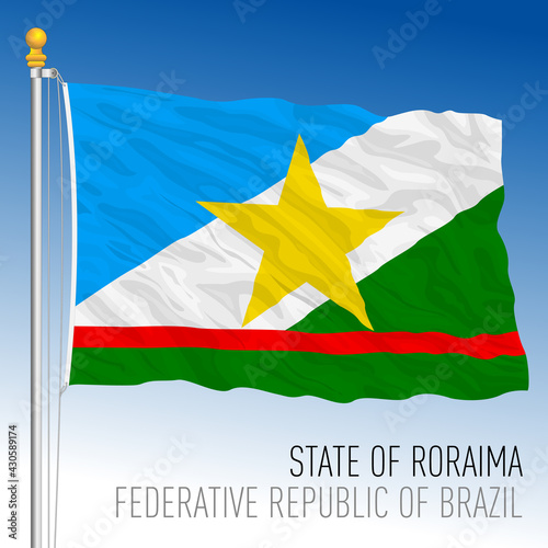 State of Roraima, official regional flag, Brazil, vector illustration