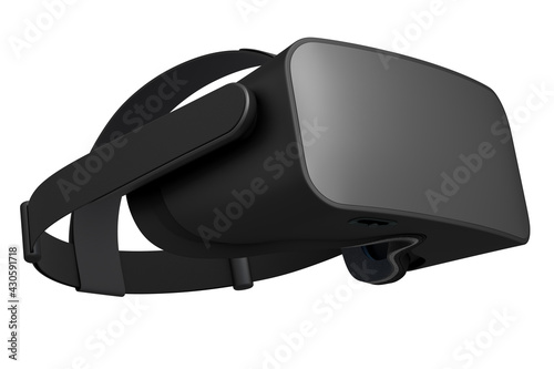 Virtual black reality glasses isolated on white background. 3d rendering
