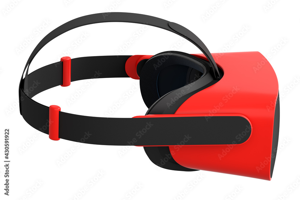 Virtual red reality glasses isolated on white background. 3d rendering Virtual red reality glasses isolated on white background. 3d rendering