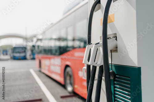 bus is charging in power station