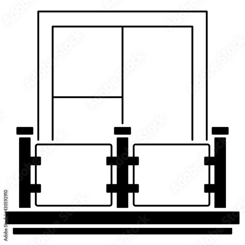 Double Glazed Low E Insulated Glass Windows Concept Vector Glyph Icon Design, balcony front view symbol, House exterior design ideas with modern vintage and classic balconies stock illustration