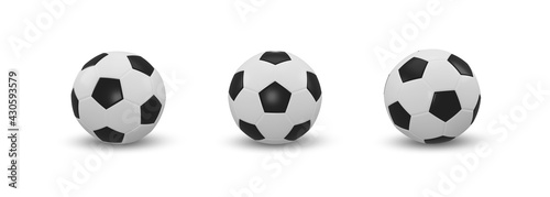 3D Rendering Soccer balls isolated on white background. Realistic Football ball