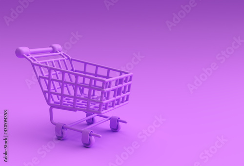 3D Render Shopping Cart Icon illustration Design.