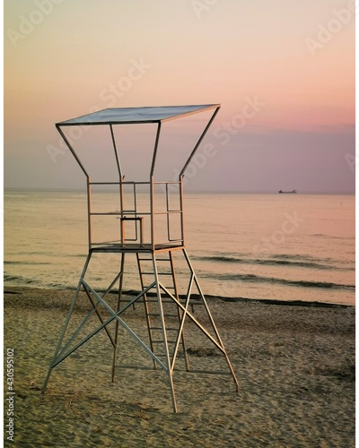 Baywatch chair at sunset