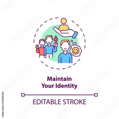 Maintain your identity concept icon. Focus on individuality idea thin line illustration. Visualizing goals and future position. Vector isolated outline RGB color drawing. Editable stroke