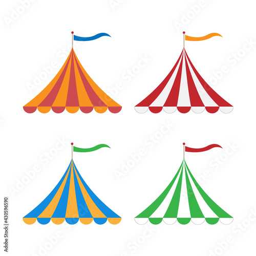 Top of a festival or circus tent isolated on white. Vector illustration. Icon, sign, symbol. Flat design. For various design purposes in print and web.