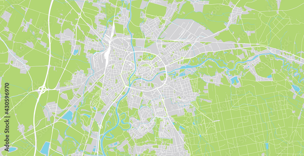 Urban vector city map of hradec kralove, Czech Republic, Europe