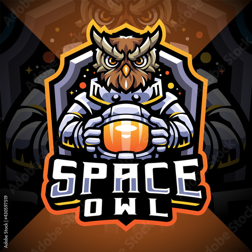 Space owl esport mascot logo design