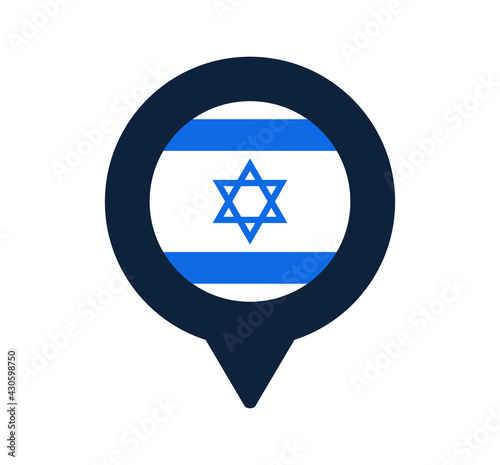 israel flag and map pointer icon. National flag location icon vector design, gps locator pin. vector illustration