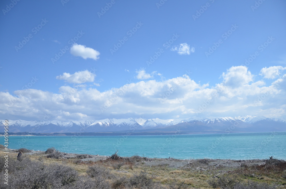 A milky blue colour of Lake Tekapo.