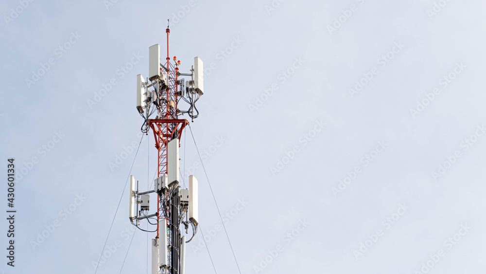Telephone signal wave antenna white background