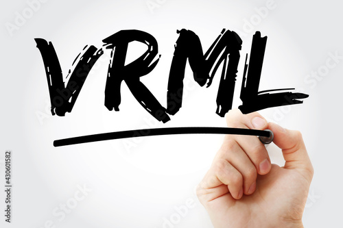 VRML - Virtual Reality Markup Language acronym with marker, technology concept background. photo
