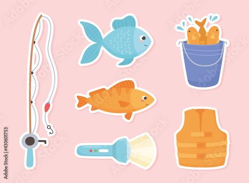 fishing stickers set