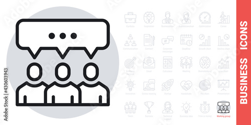 Working group, workgroup or team icon. Group of people united by common thought. Teamwork concept. Simple black and white version from a series of business icons