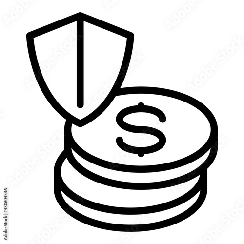 Secured compensation icon. Outline Secured compensation vector icon for web design isolated on white background