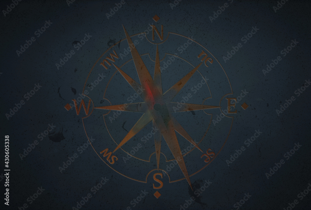 compass on black wall background