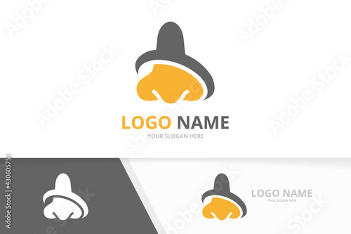 Vector nose logo combination. Nasal, otolaryngology logotype design template.