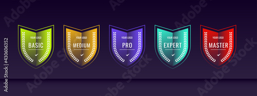 Certified badge logo design for tournament badge. Certificates to determine based on criteria. Set bundle certify colorful modern vector illustration.