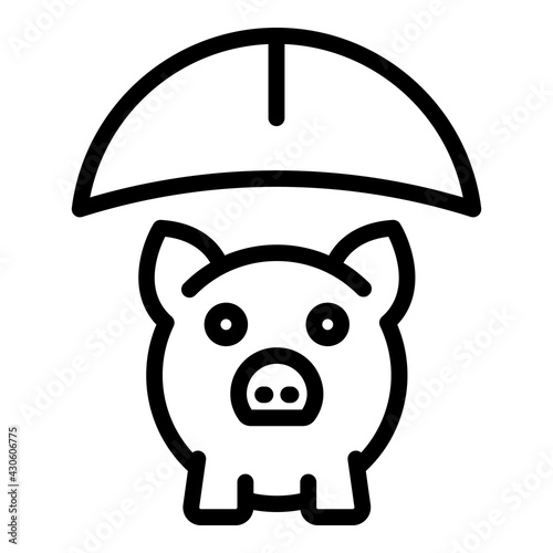 Liability piggy bank icon. Outline Liability piggy bank vector icon for web design isolated on white background