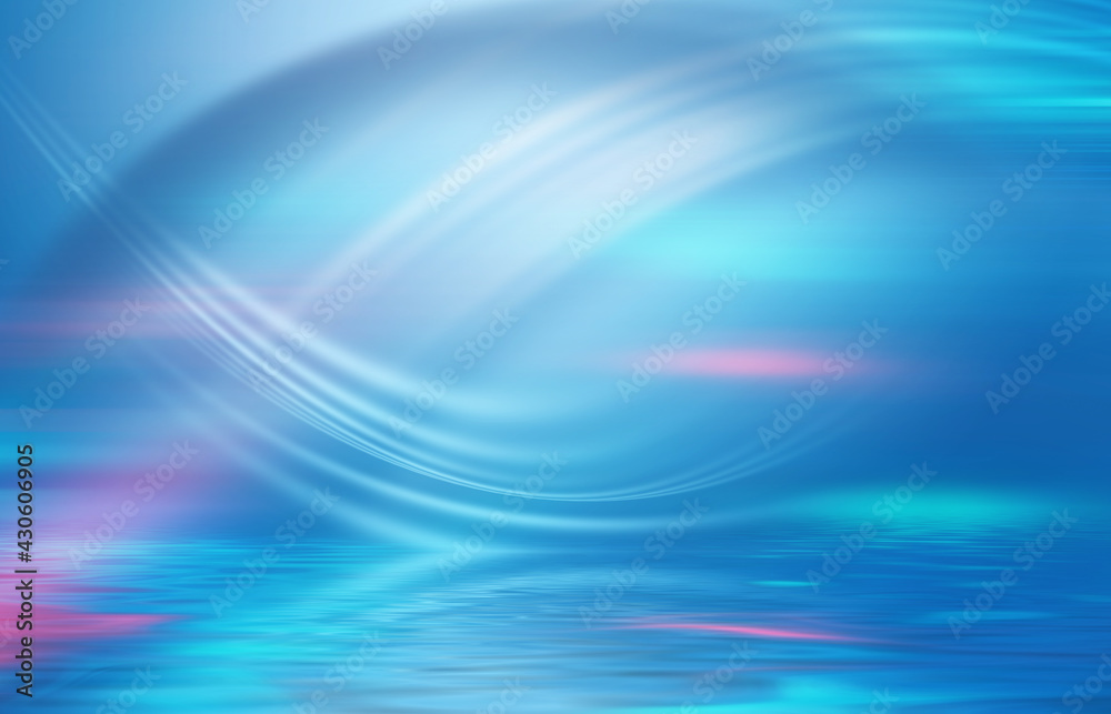 Abstract background. Neon multicolored light reflects on the water. Beach party, light show. Blurry lights glisten on the surface. 3d illustration Abstract background. Neon multicolored light reflects on the water. Beach party, light show. Blurry lights glisten on the surface. 3d illustration