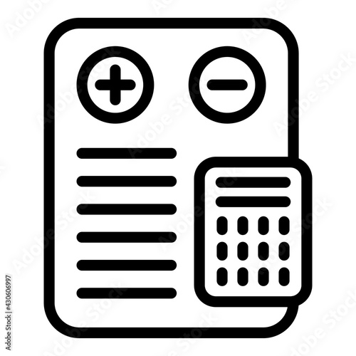 Liability calculator icon. Outline Liability calculator vector icon for web design isolated on white background