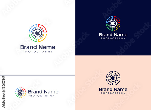 Creative colorful camera logo for photographer or photo studio