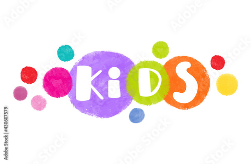Abstract amazing watercolor paint vector kids logo design from colorful circles.Design template rainbow kids zone icon,children clothing store sign,toys shop symbol,kids club logotype, kindergarten © IrkoValenko