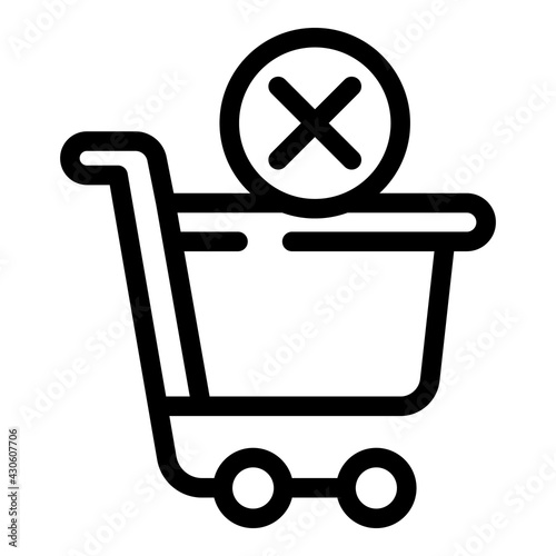 Shop cart payment cancellation icon. Outline Shop cart payment cancellation vector icon for web design isolated on white background