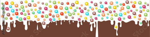 Colorful glaze for baked products. Glaze topping for donuts, cupcakes and Easter cakes. Vector Illustration