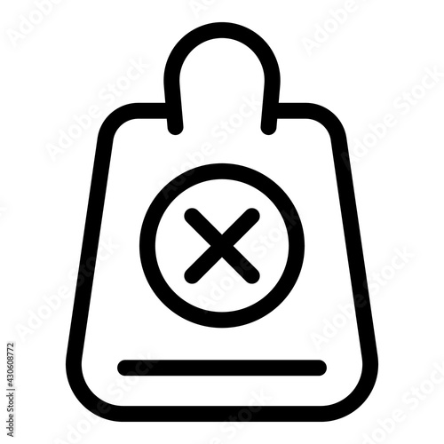 Reject shop bag icon. Outline Reject shop bag vector icon for web design isolated on white background