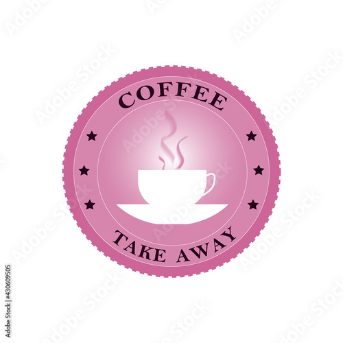 Vector coffee logo. Coffee mug icon. Isolated sticker on a white background