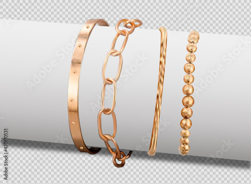 Gold chain isolated. Vector necklace on white background.