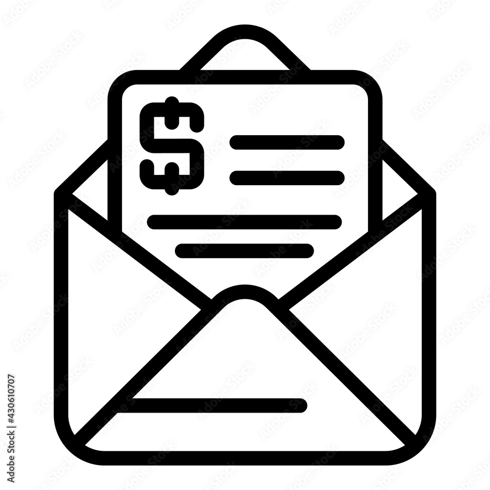 Result money mail icon. Outline Result money mail vector icon for web design isolated on white background Result money mail icon. Outline Result money mail vector icon for web design isolated on white background