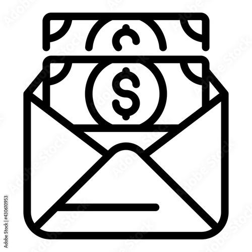 Result money cash envelope icon. Outline Result money cash envelope vector icon for web design isolated on white background
