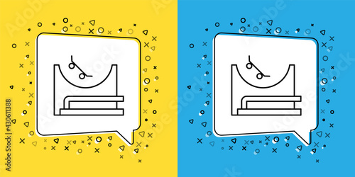 Set line Skate park icon isolated on yellow and blue background. Set of ramp, roller, stairs for a skatepark. Extreme sport. Vector