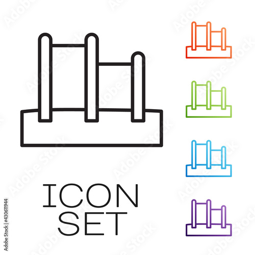 Black line Sport horizontal bar icon isolated on white background. Set icons colorful. Vector
