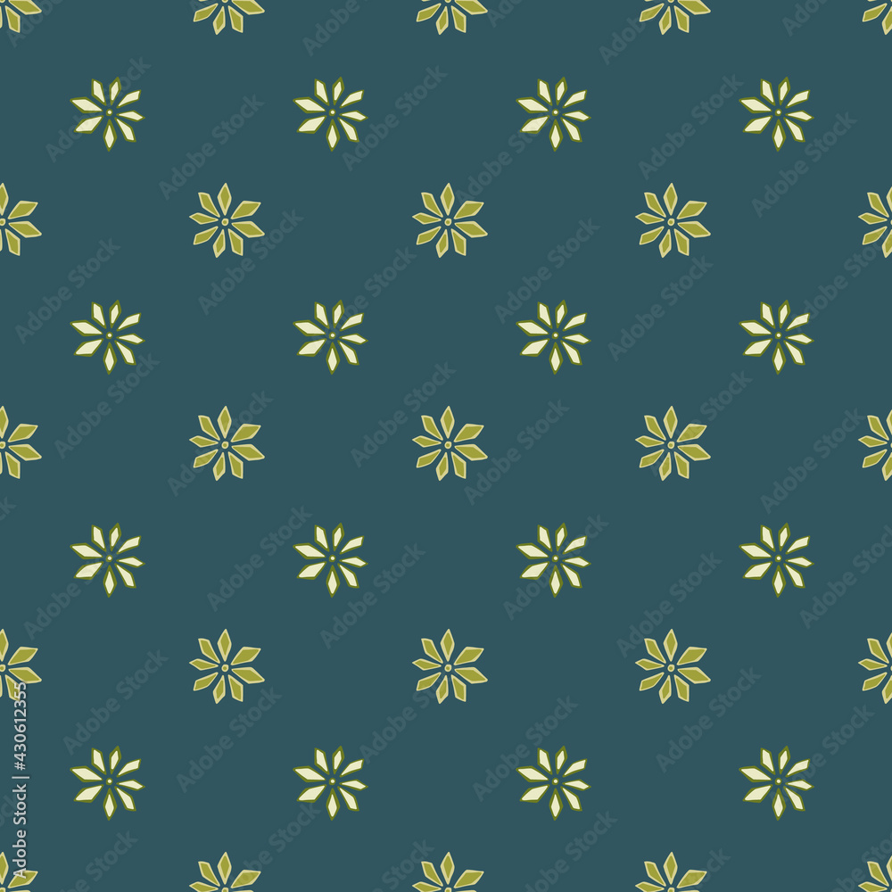 Green hand drawn carnation flowers seamless pattern. Navy blue background. Vintage floral artwork. Green hand drawn carnation flowers seamless pattern. Navy blue background. Vintage floral artwork.
