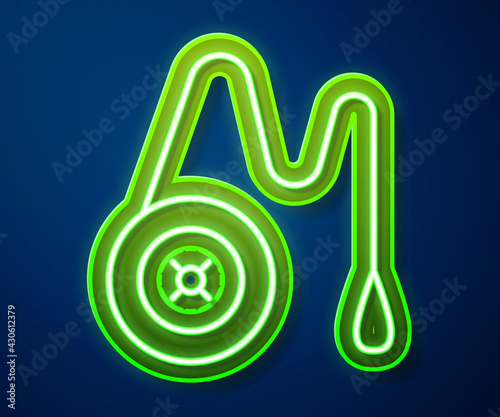 Glowing neon line Yoyo toy icon isolated on blue background. Vector