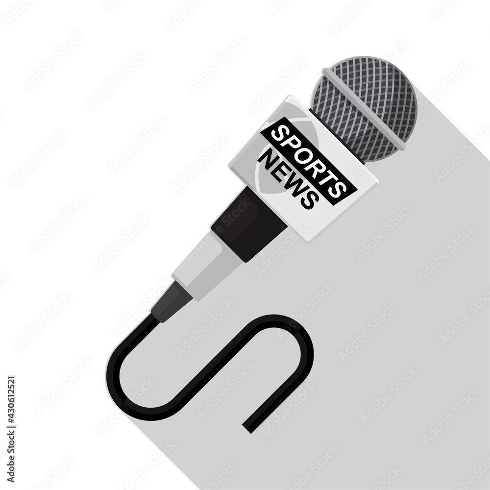 Microphone sports news isolated on white background vector illustration. Microphone sports news isolated on white background vector illustration.