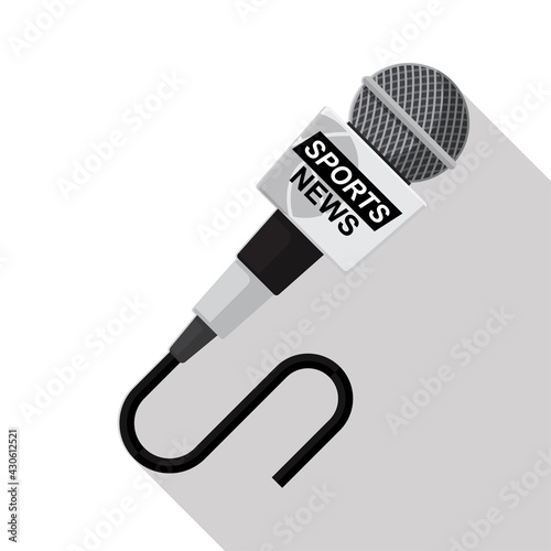 Microphone sports news isolated on white background vector illustration.