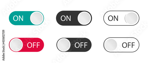 On And Off Toggle Switch Buttons - Vector Illustrations Set Isolated On White Background