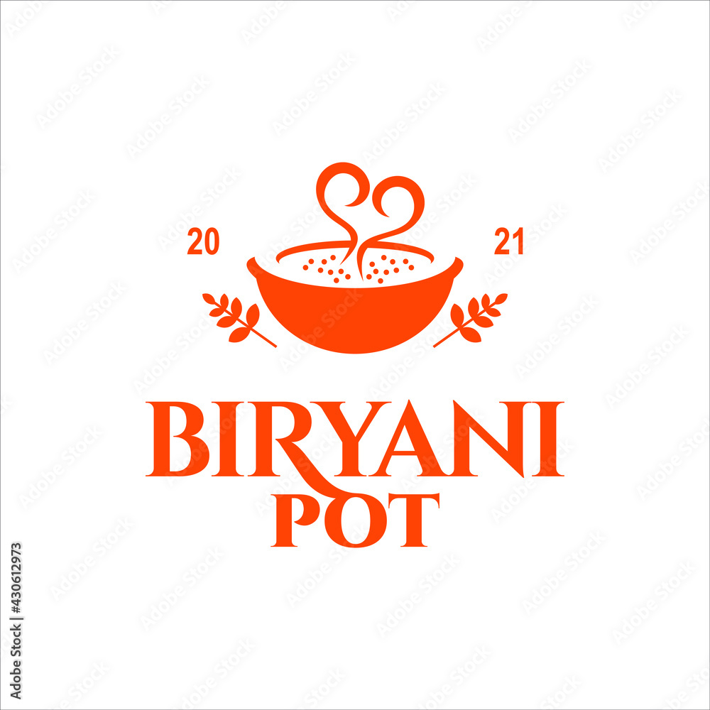 Traditional Indian Dish Meal Biryani Logo Design for Food Template Idea Traditional Indian Dish Meal Biryani Logo Design for Food Template Idea