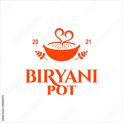Traditional Indian Dish Meal Biryani Logo Design for Food Template Idea