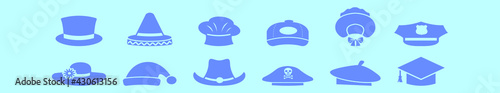 set of bonnet and hat cartoon icon design template with various models. vector illustration isolated on blue background
